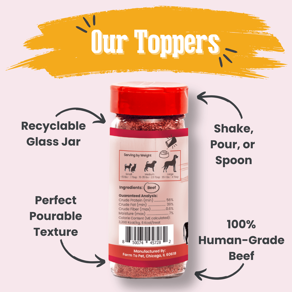Treat Topper Beef Dog Food Topper | Powdered Meal Topper for Pets